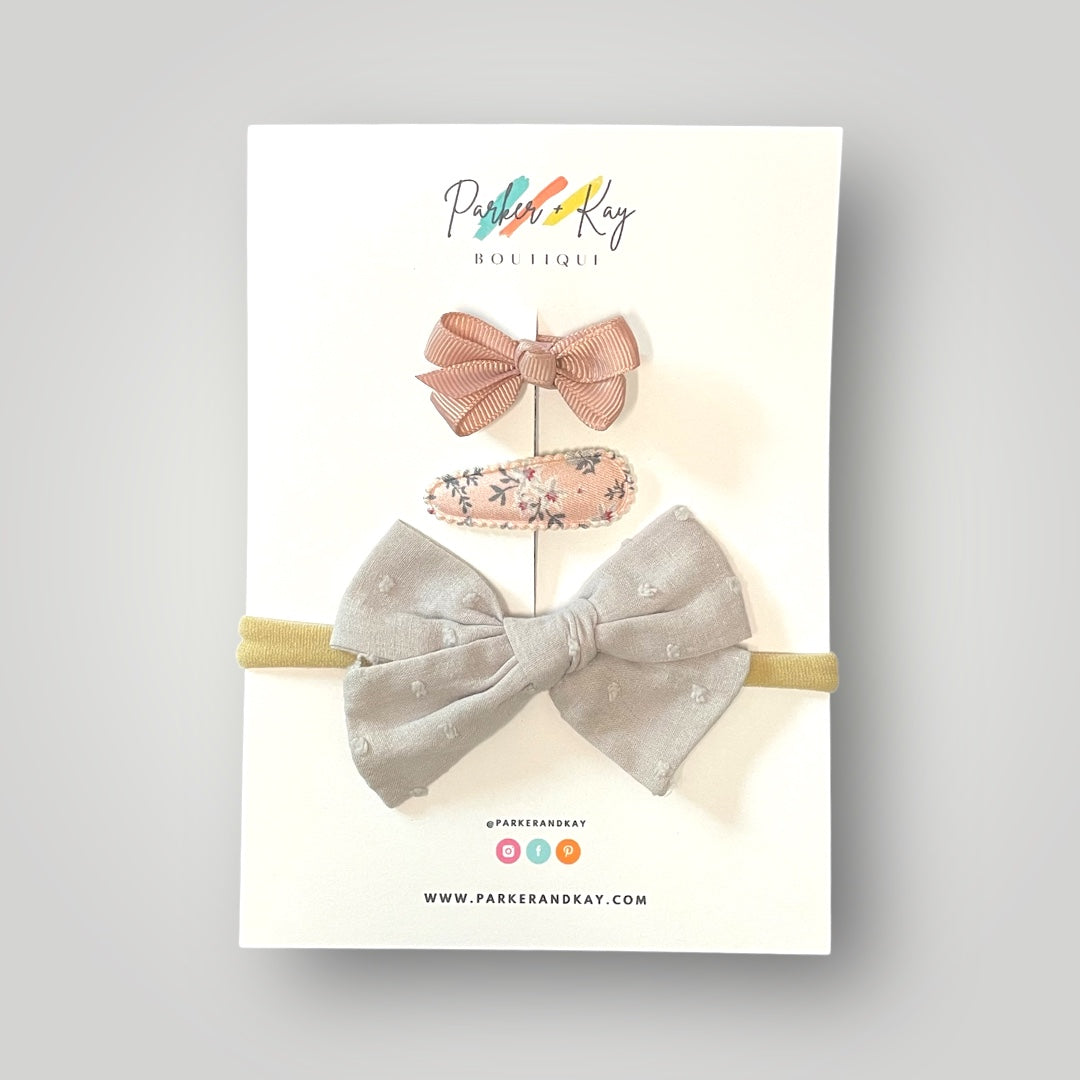 Baby 3-Piece Textured Bow Variety Set