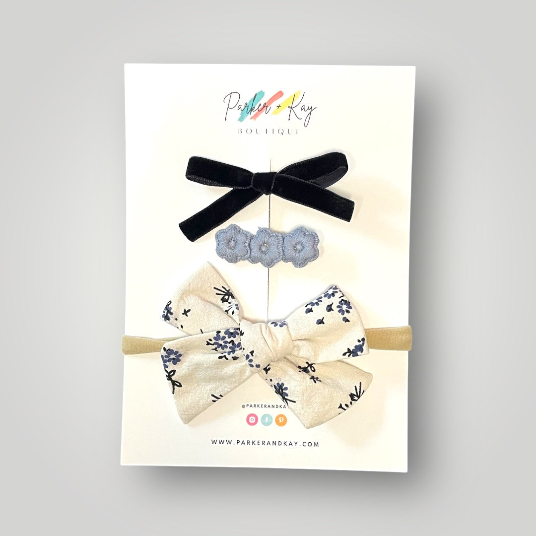 Baby 3-Piece Floral Bow Variety Set