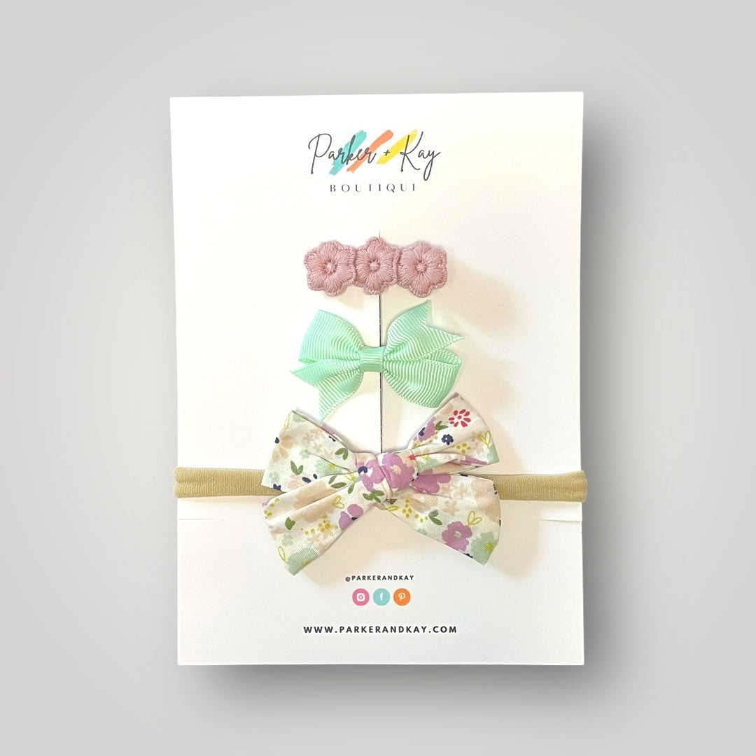 Baby 3-Piece Floral Bow Variety Set