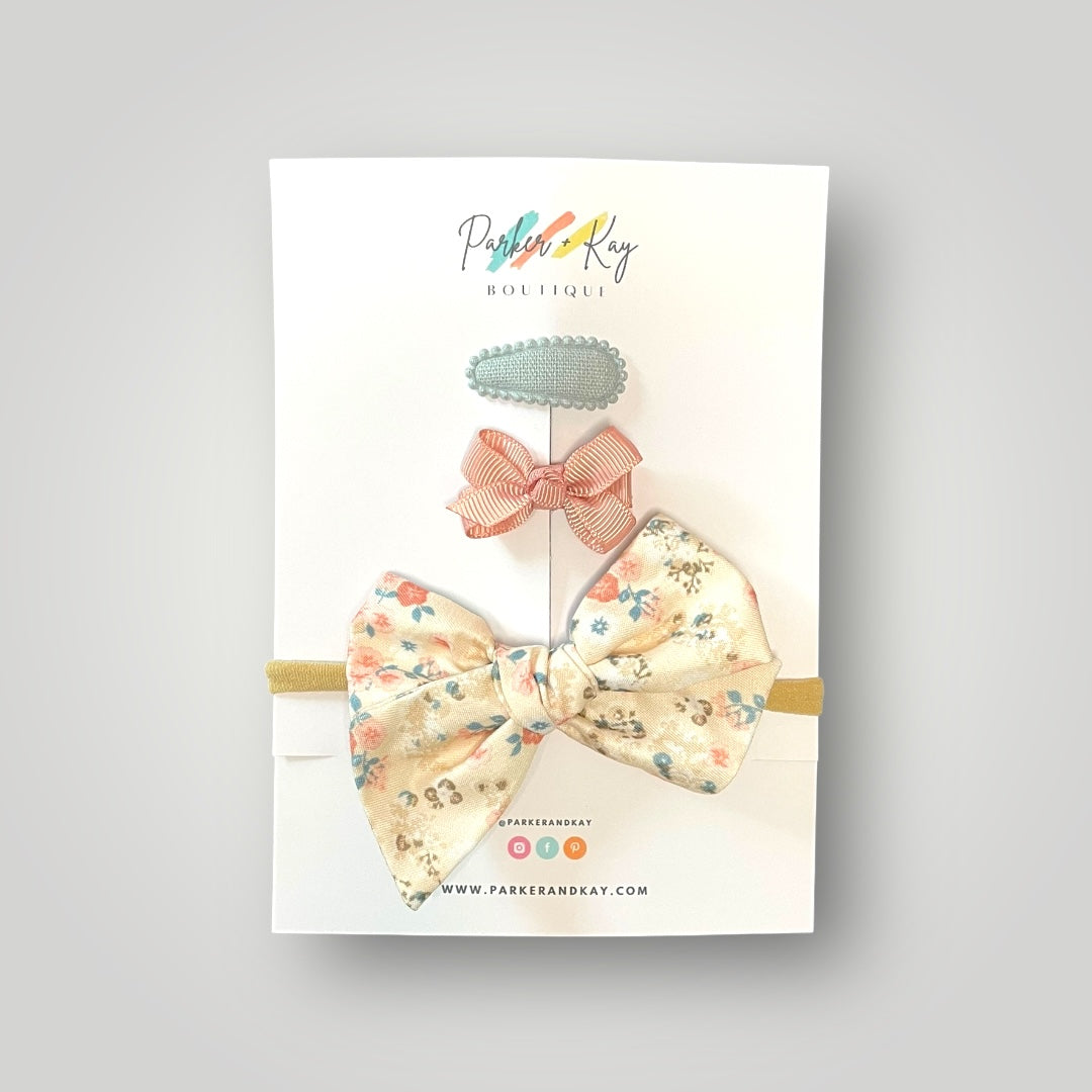 Baby 3-Piece Floral Bow Variety Set
