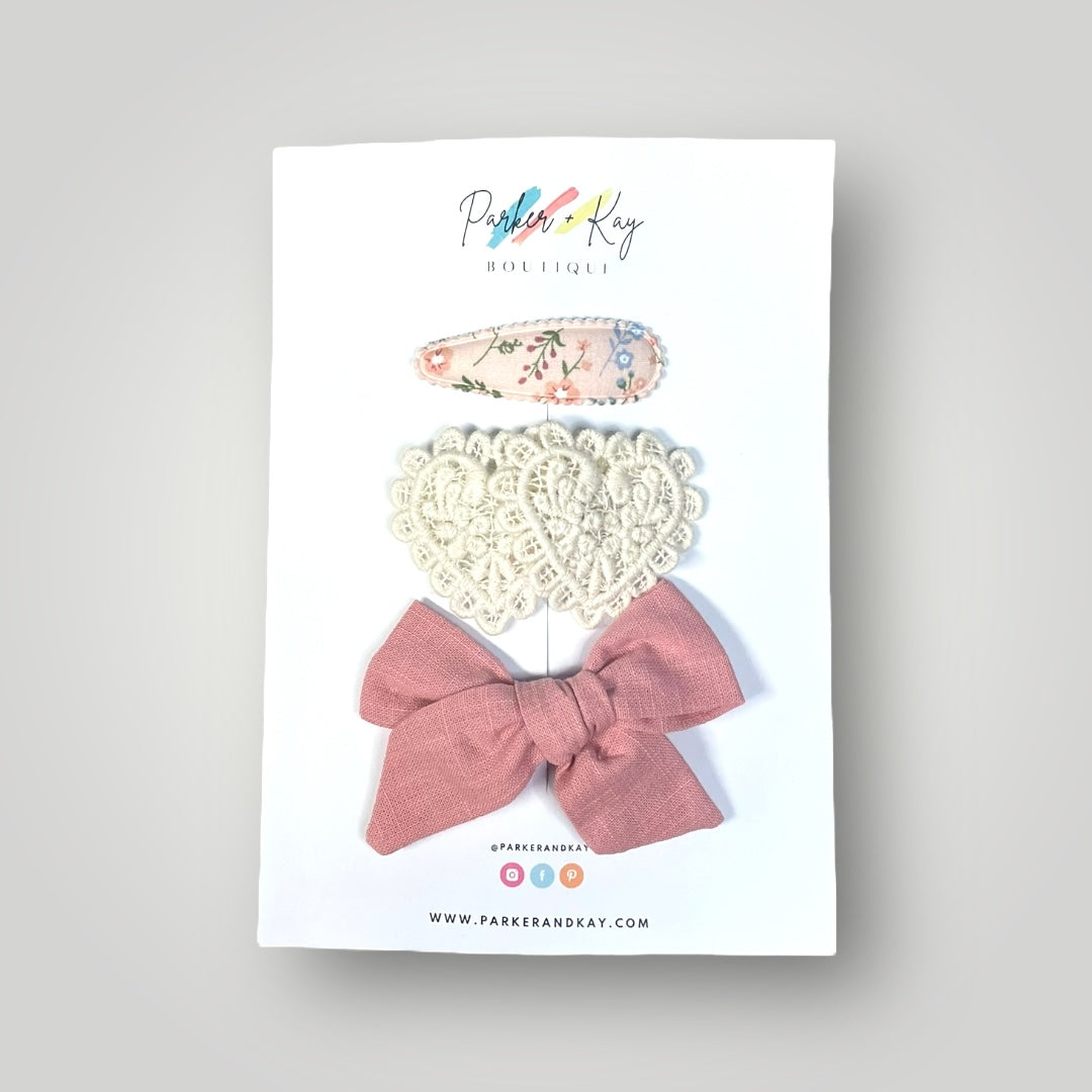 Girl’s 3-Piece Linen Bow Variety Set