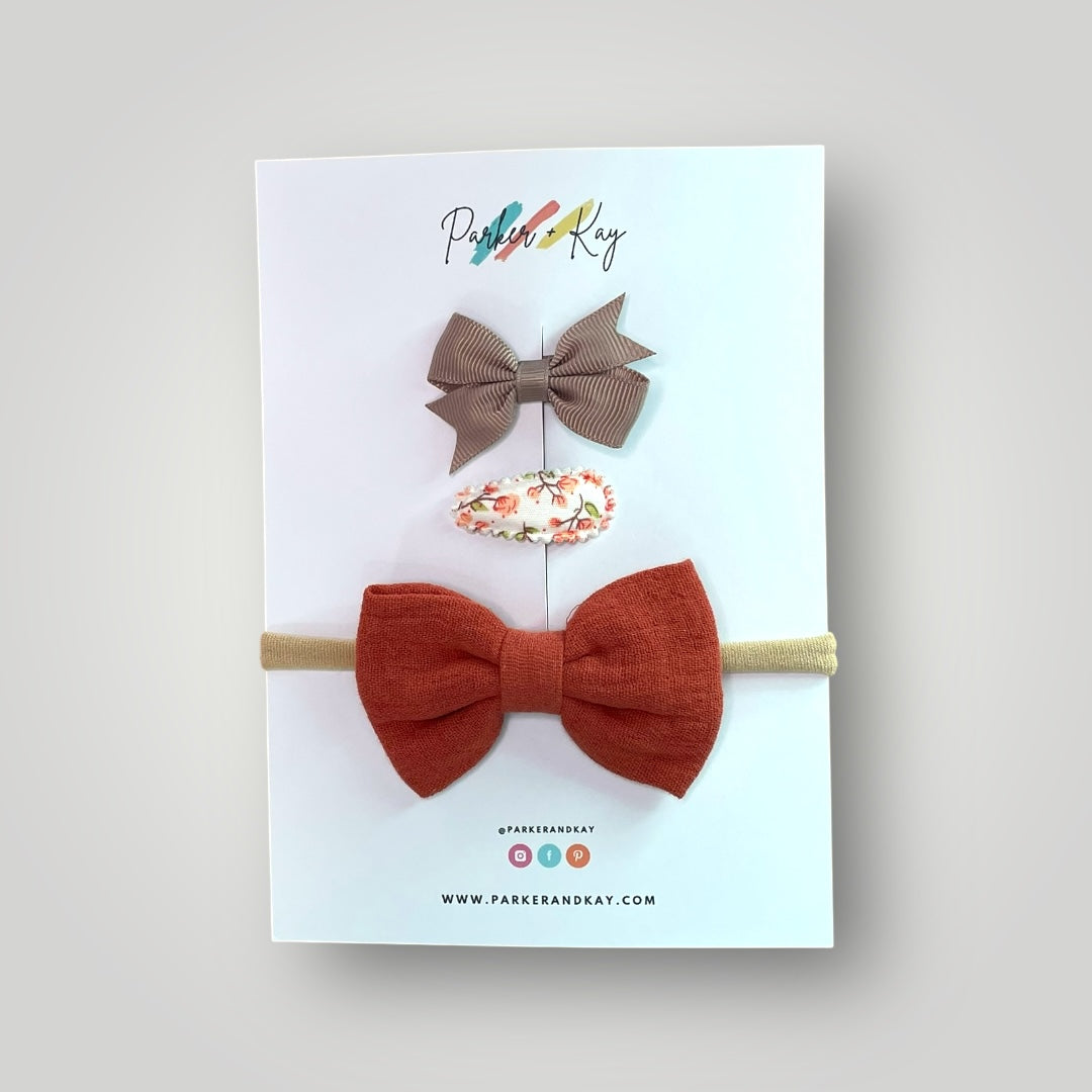 Baby 3-Piece Muslin Bow Variety Set