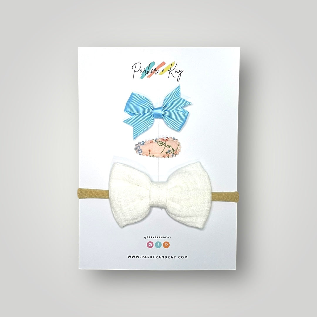 Baby 3-Piece Muslin Bow Variety Set