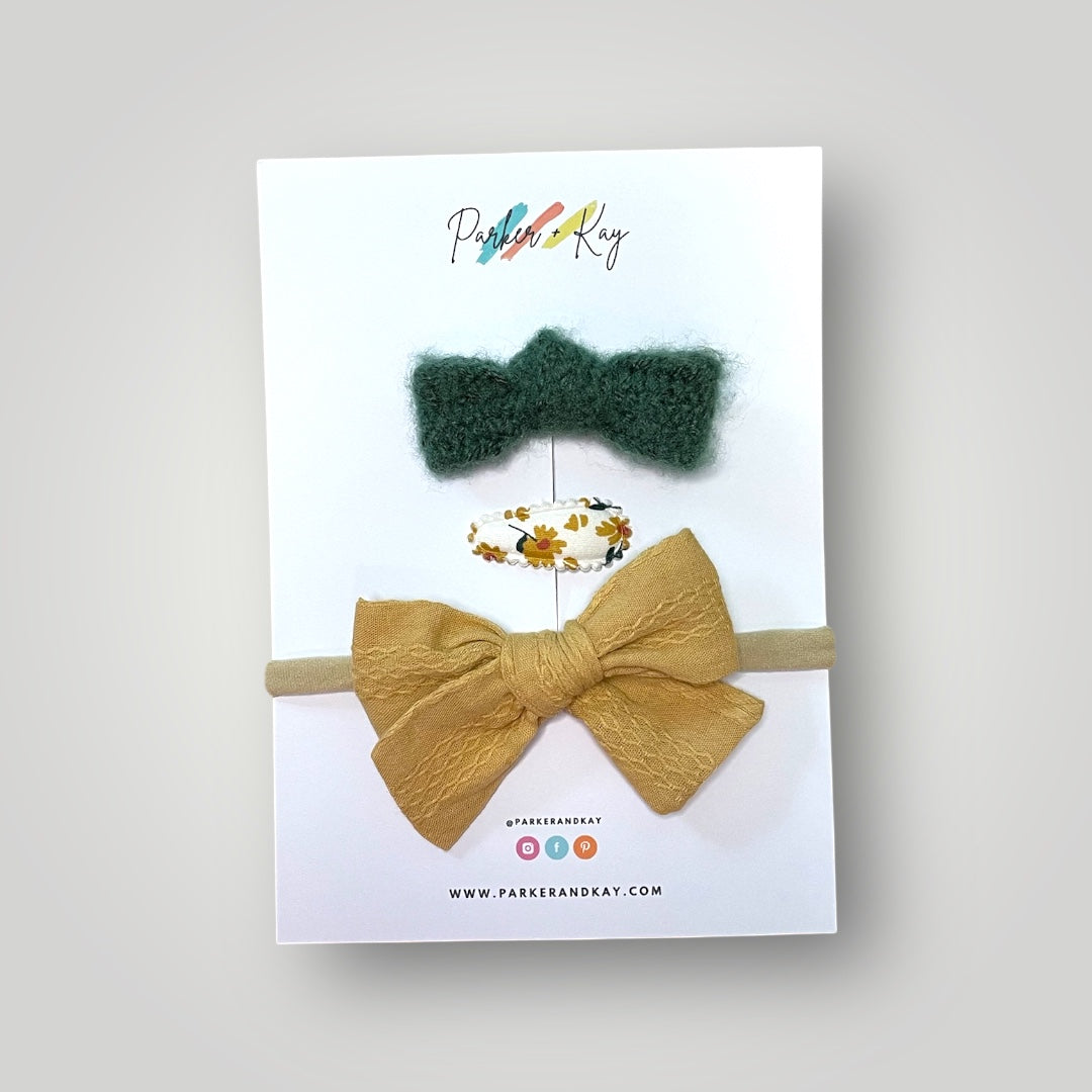 Baby 3-Piece Textured Bow Variety Set