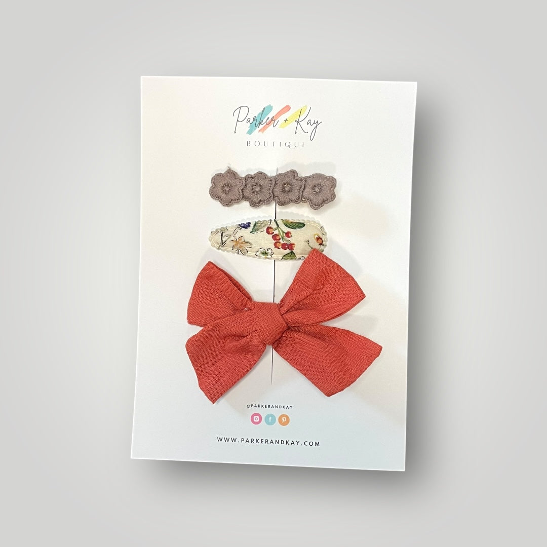 Girl’s 3-Piece Linen Bow Variety Set