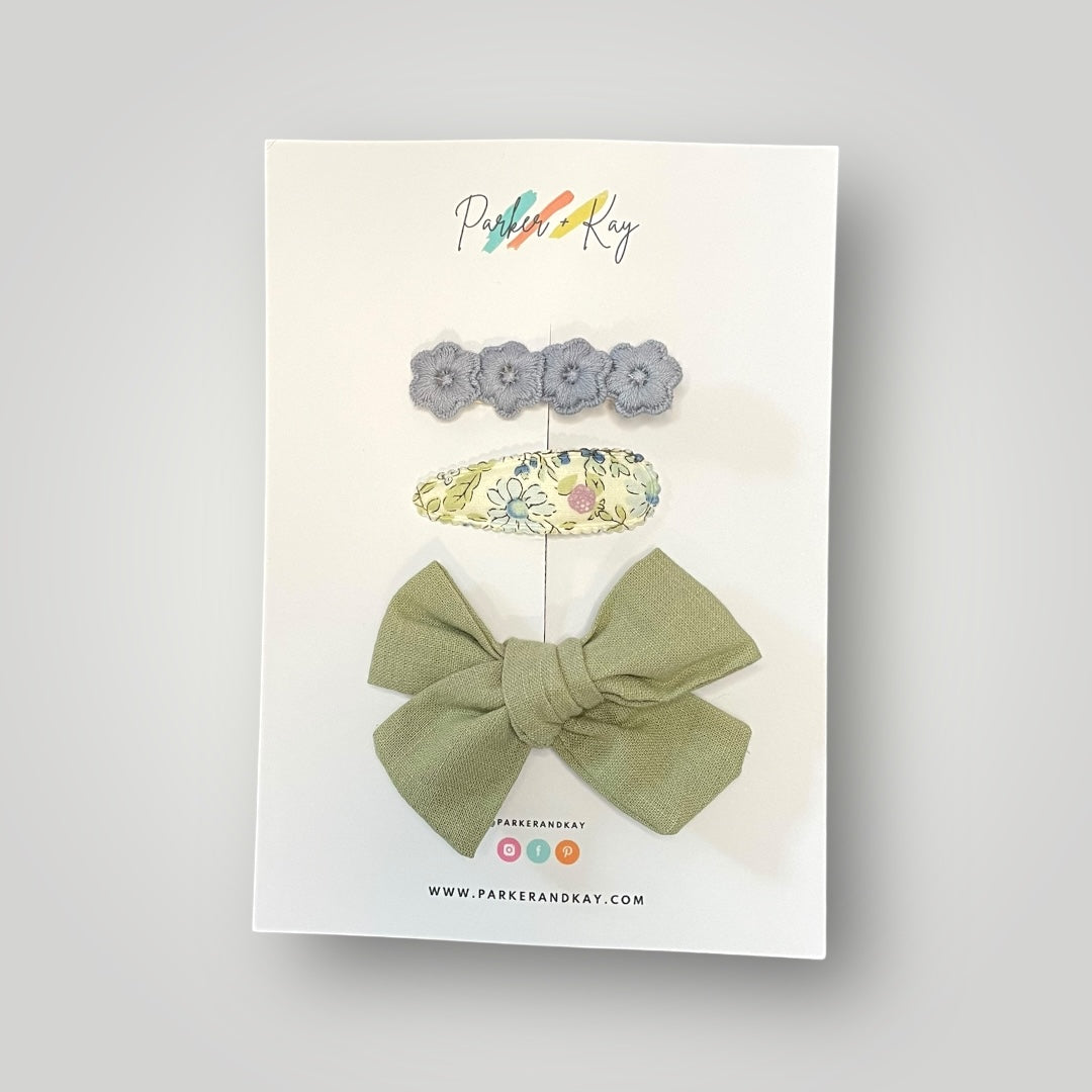 Girl’s 3-Piece Linen Bow Variety Set