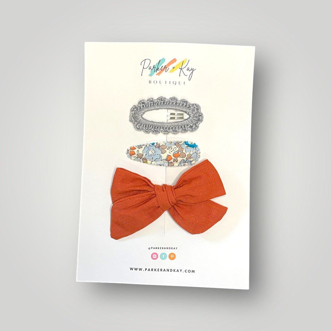 Girl’s 3-Piece Linen Bow Variety Set
