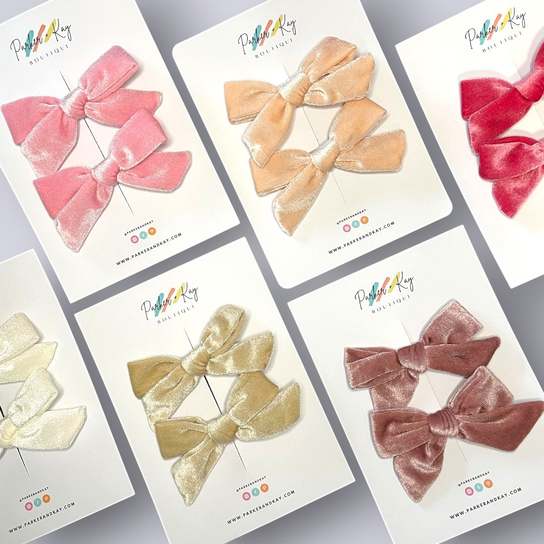Velour Hair Bow | Clip, Headband, or Pigtail Clips