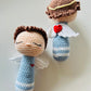 Handmade Crochet Angel Rattle – Organic Cotton Soft Baby Toy