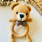 Bear Teether Rattle-Full Crochet Ring