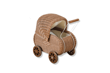 Vintage Charm Rattan Doll Pram