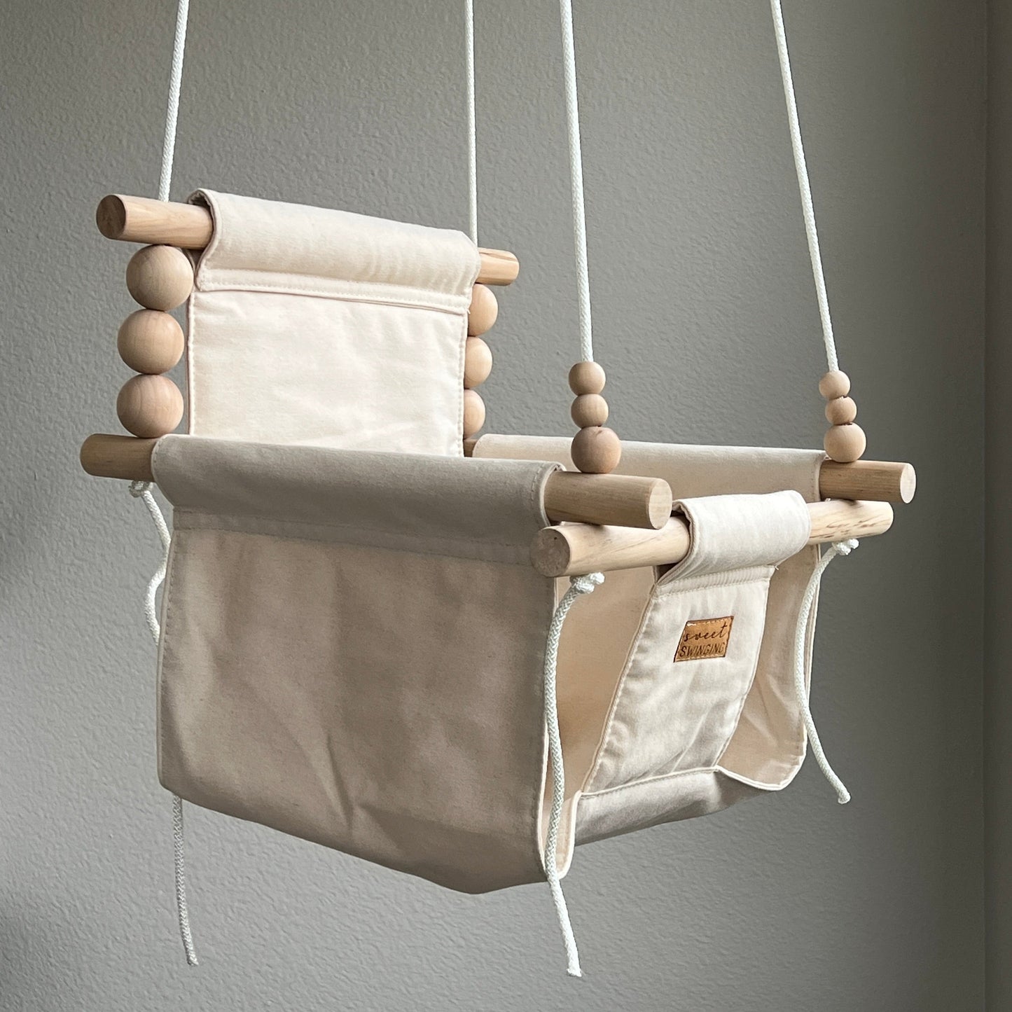 Indoor Cotton High Back Baby & Toddler Swing-Vanilla