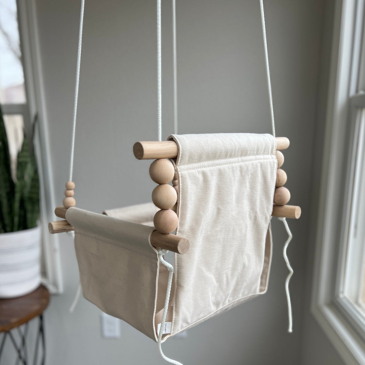 Indoor Cotton High Back Baby & Toddler Swing-Vanilla