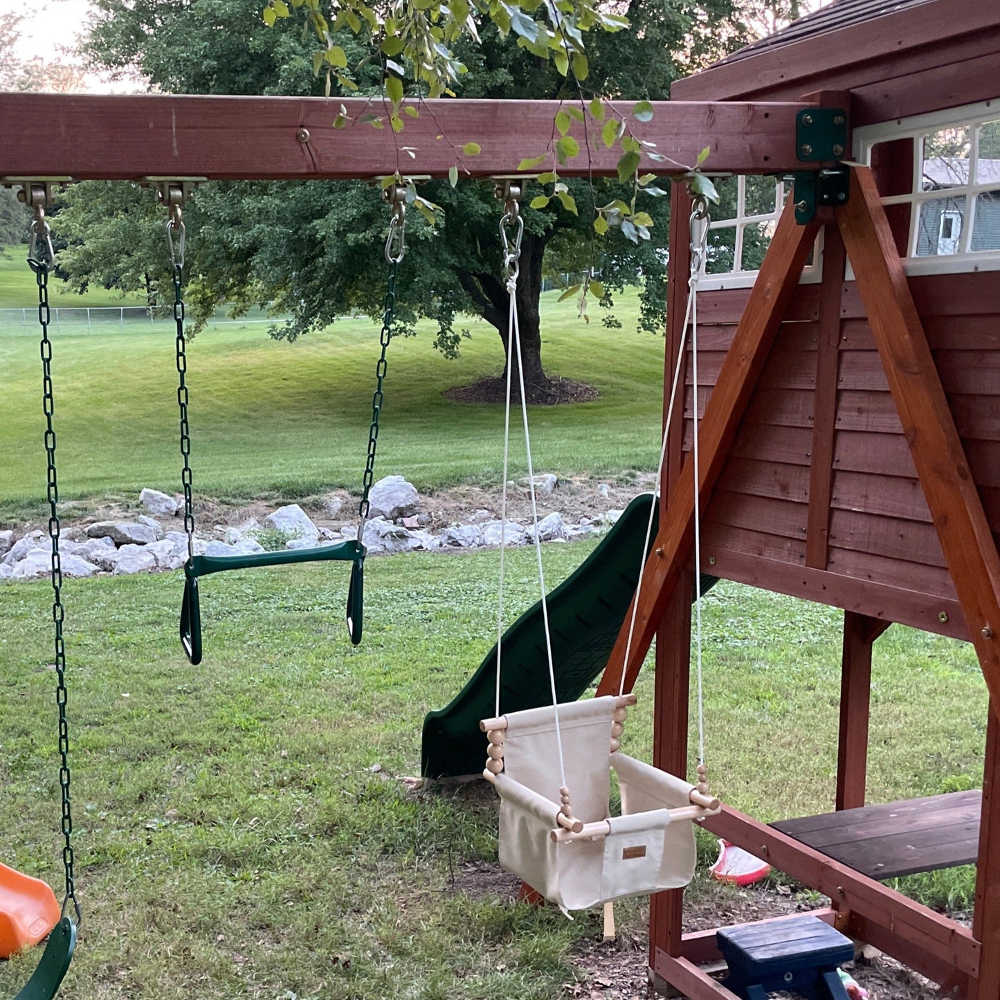 Premium Outdoor High Back Baby & Toddler Swing- Wheat