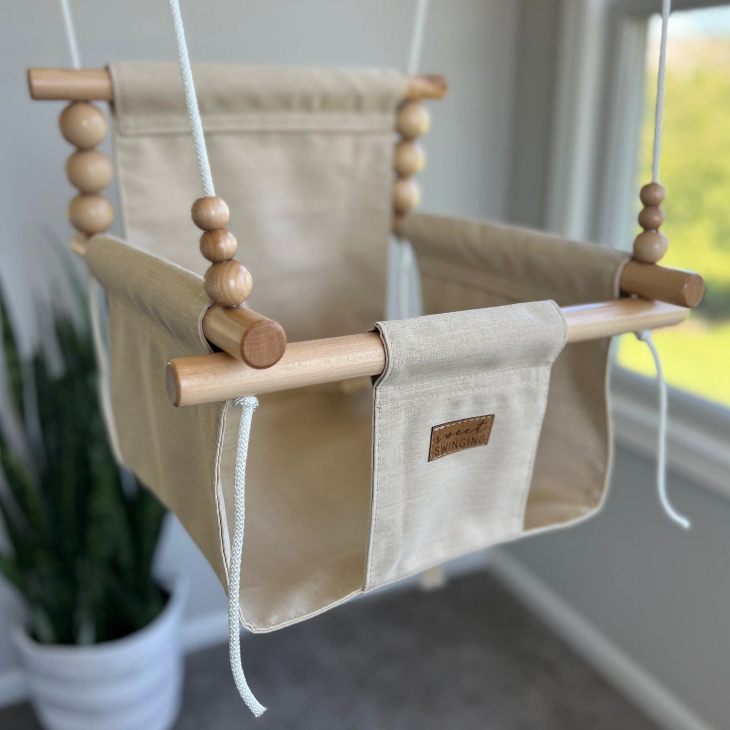 Premium Outdoor High Back Baby & Toddler Swing- Wheat