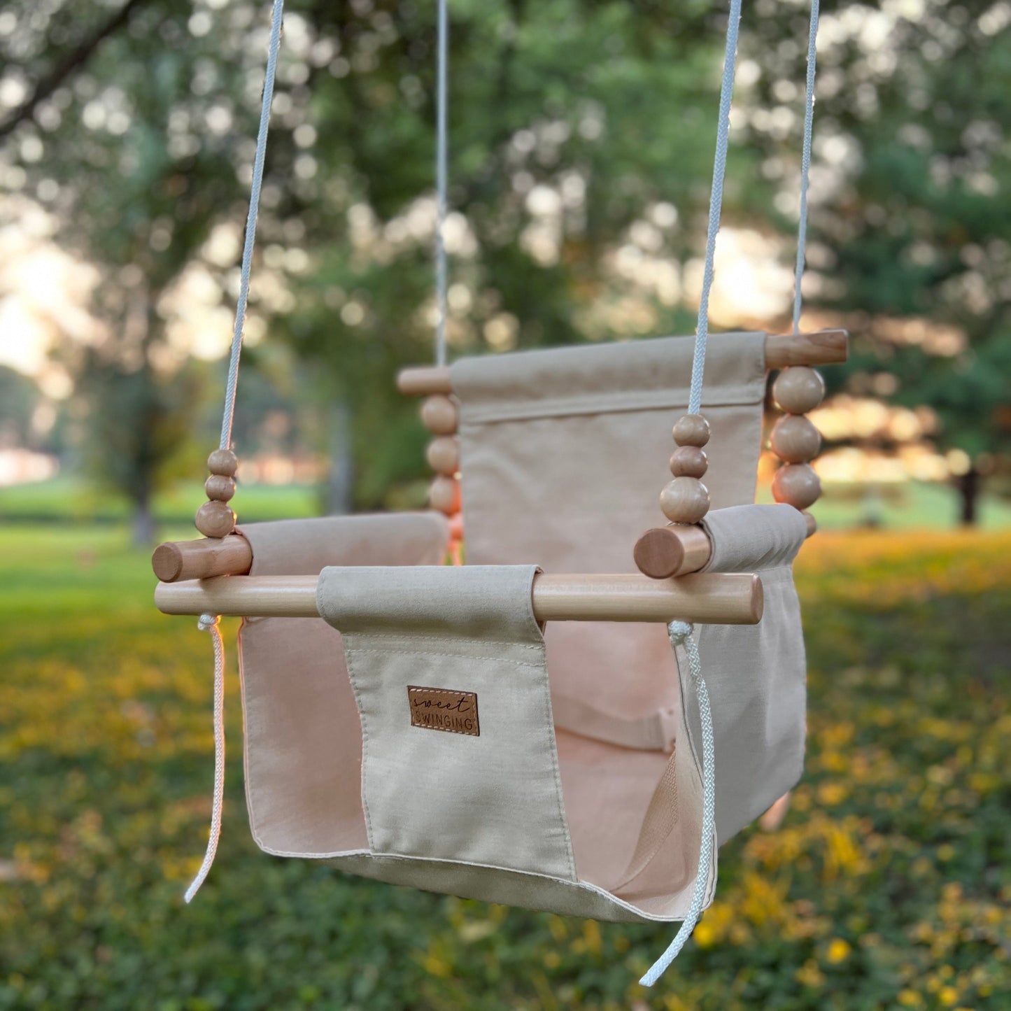 Premium Outdoor High Back Baby & Toddler Swing- Wheat