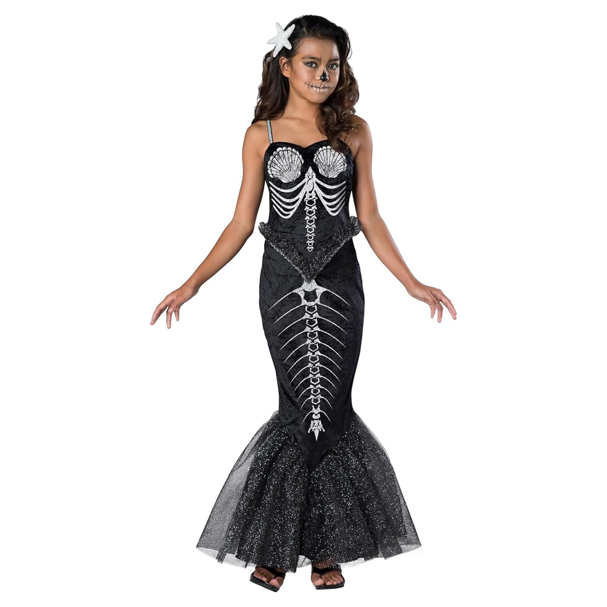 Skeleton Mermaid GirlS Costume - Small 8-10