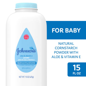 Johnsons Cornstarch Unisex Powder For Baby And Toddler With Aloe & Vitamin E, 15 Oz