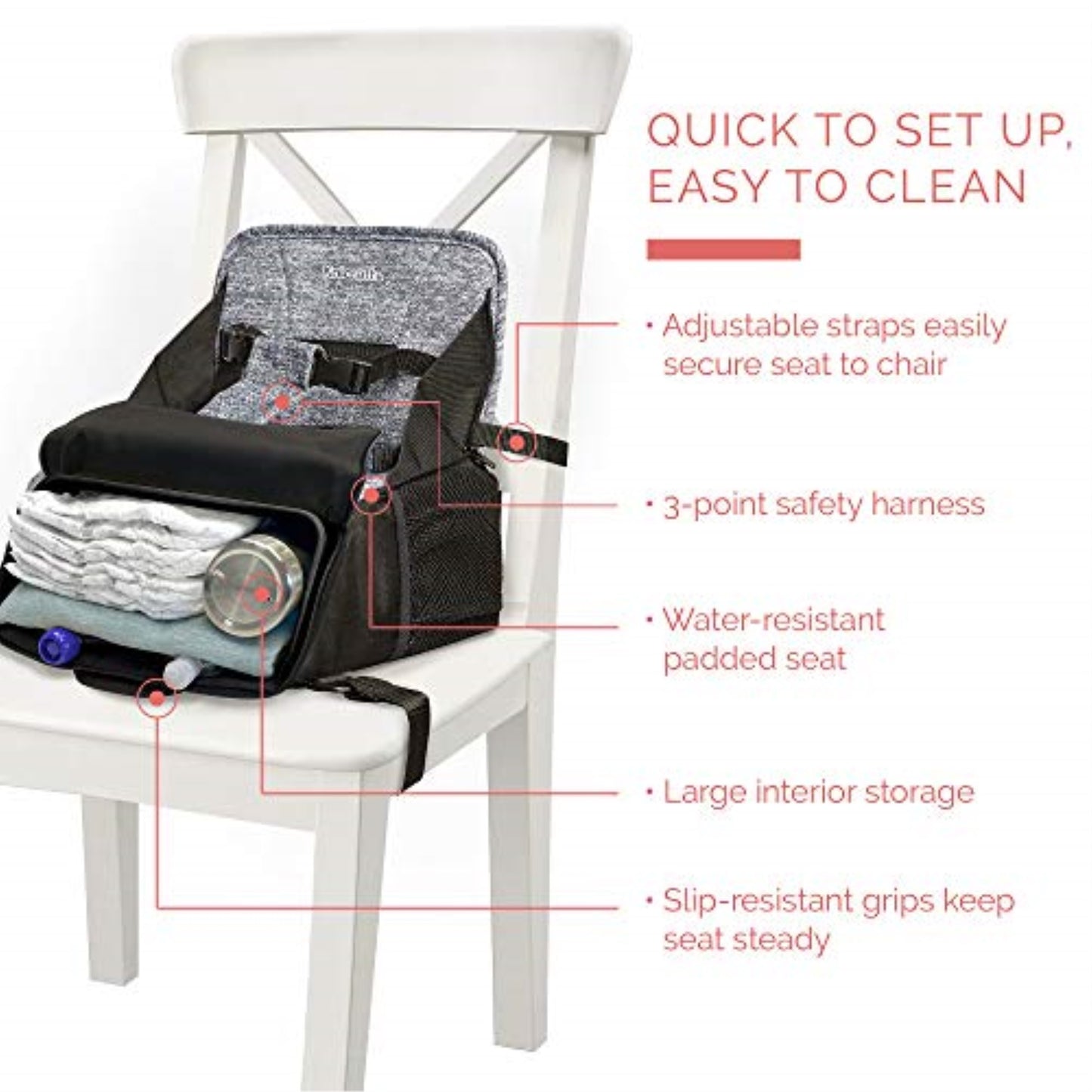 Kolcraft Explore N Store 2-In-1 Diaper Bag And Booster Seat - Space Grey