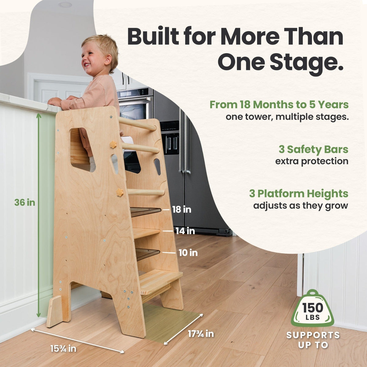 Montessori Toddler Tower - Adjustable Kitchen Stool Helper