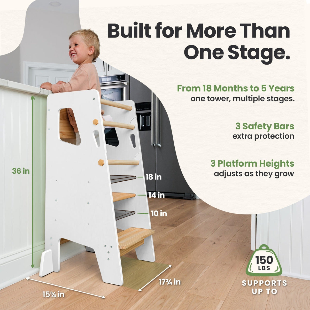 Montessori Toddler Tower - Adjustable Kitchen Stool Helper