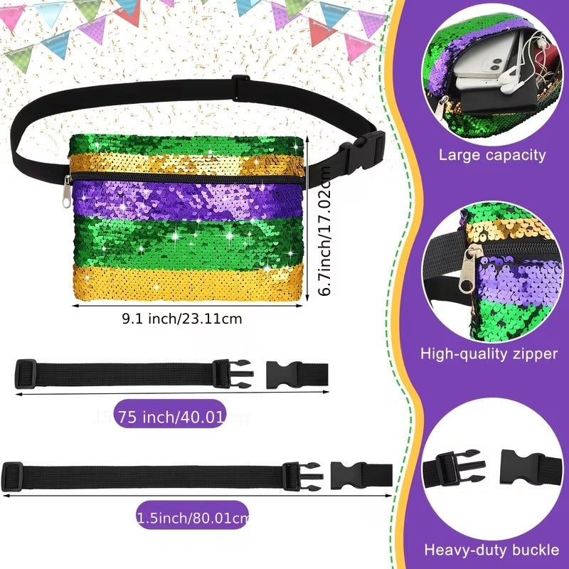 Mardi Gras Sequin Fanny Pack