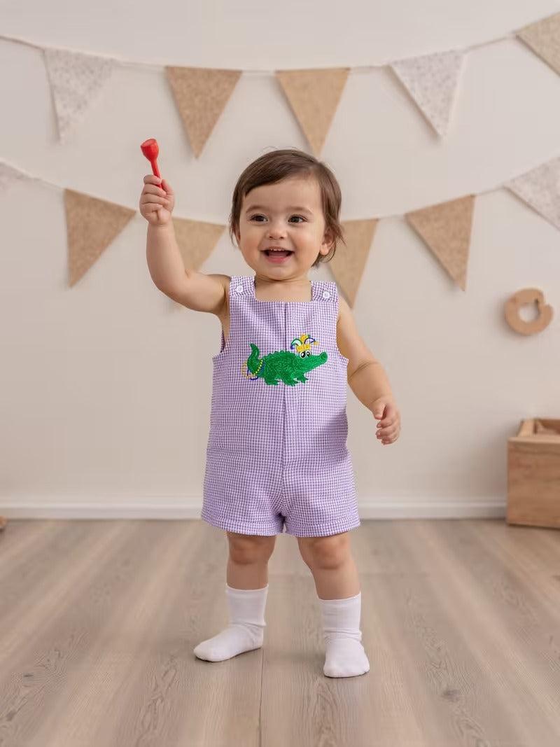 Mardi Gras Gator Romper – Little Reveler Edition
