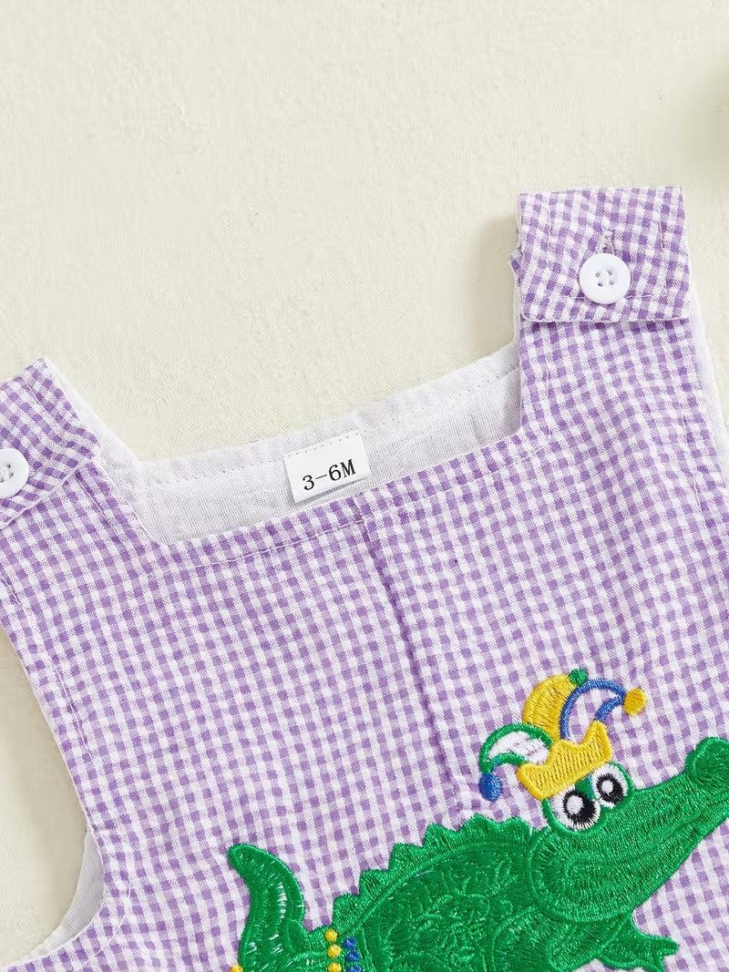 Mardi Gras Gator Romper – Little Reveler Edition