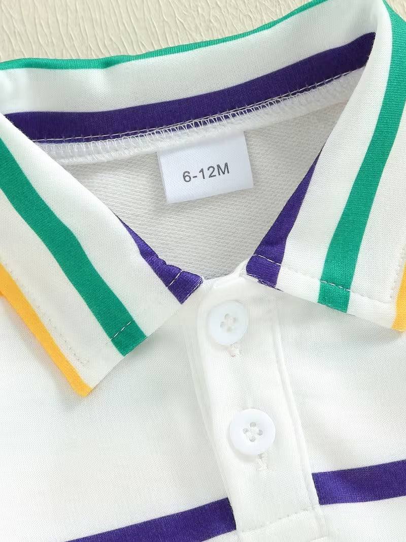Mardi Gras Stripes Collared Shirt for Littles