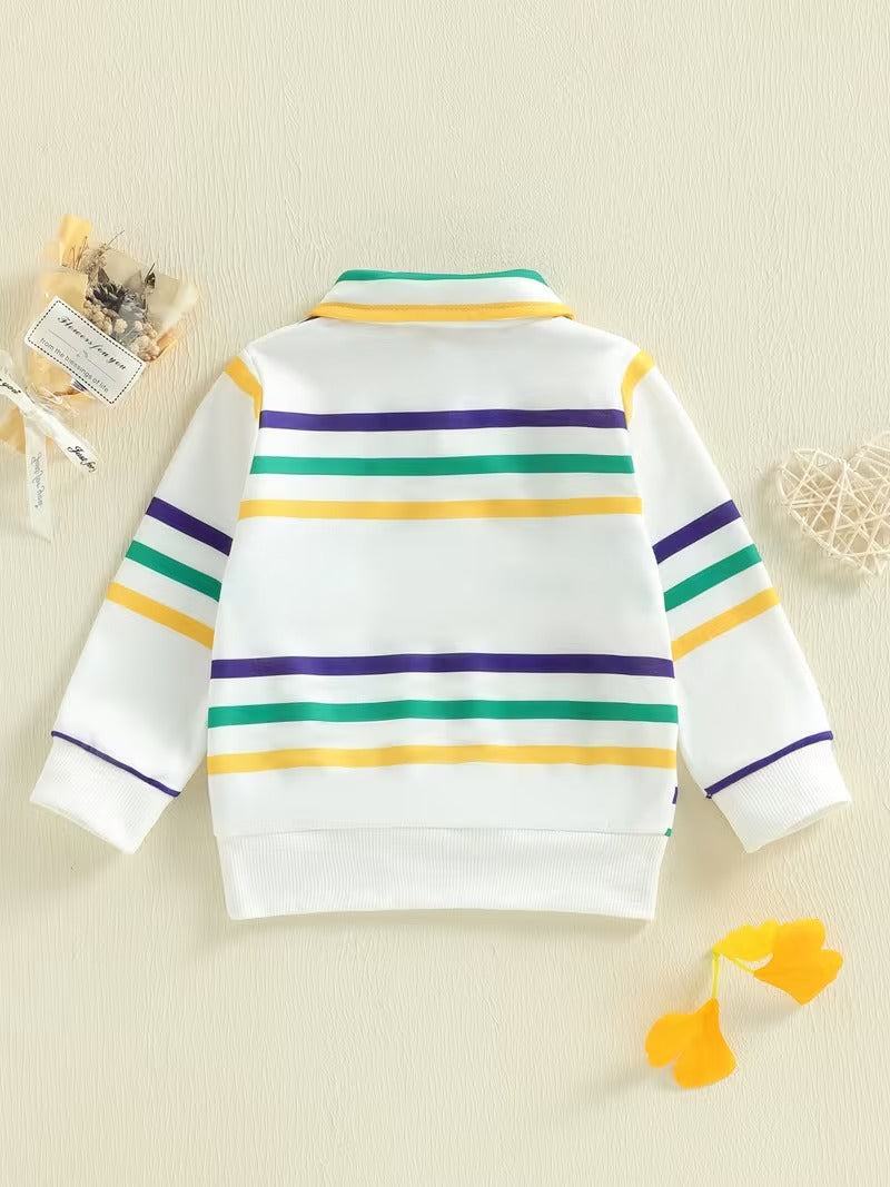 Mardi Gras Stripes Collared Shirt for Littles