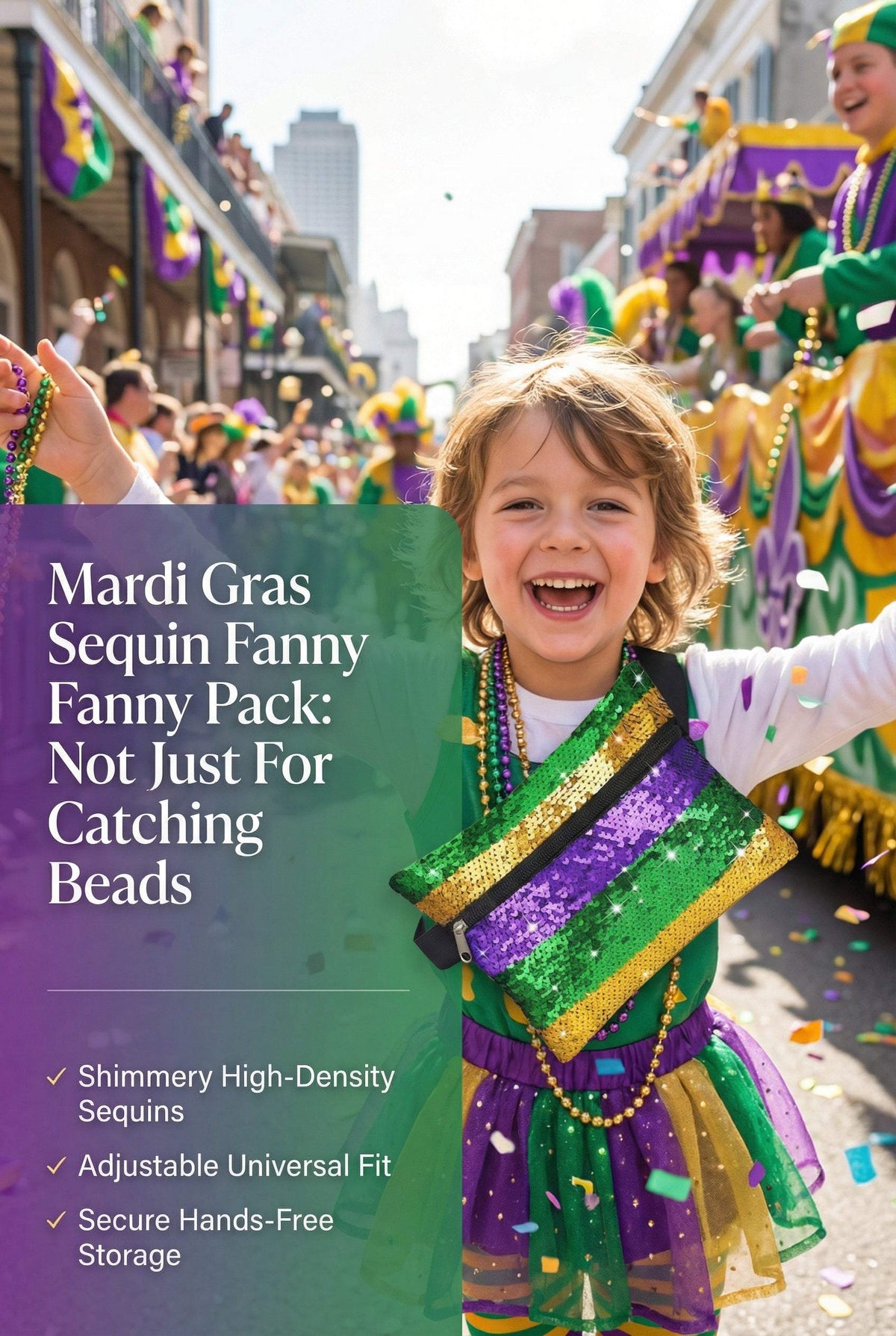 Mardi Gras Sequin Fanny Pack