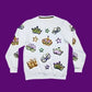 Mardi Gras Creations - Youth Crown & Mask French Terry Light Weight Pullover -White