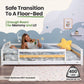 Twin Size Montessori-Inspired Floor Bed with Safety Guardrails for Kids