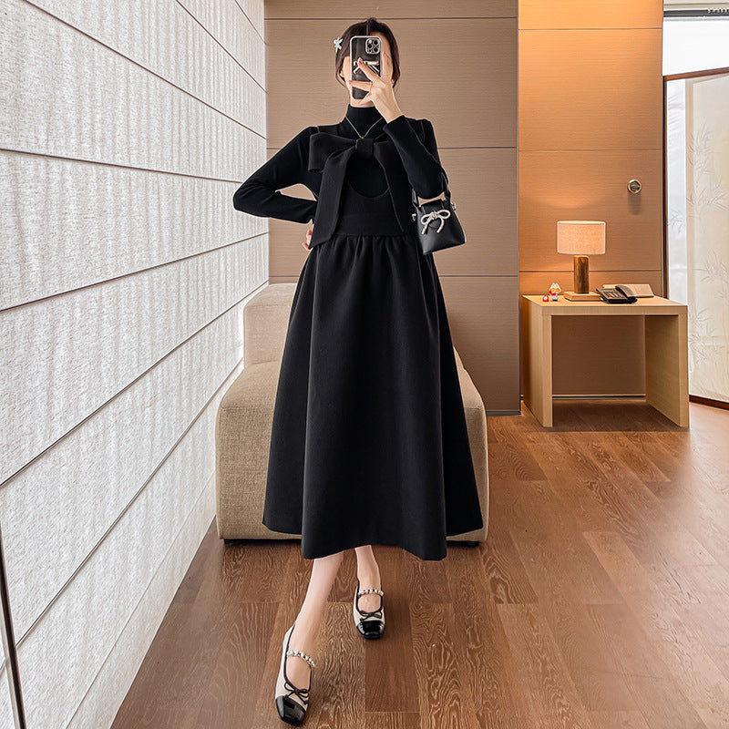 Pregnant women autumn 2024 new fashion suit western style fashionable high sense strap skirt autumn and winter pregnant women dress