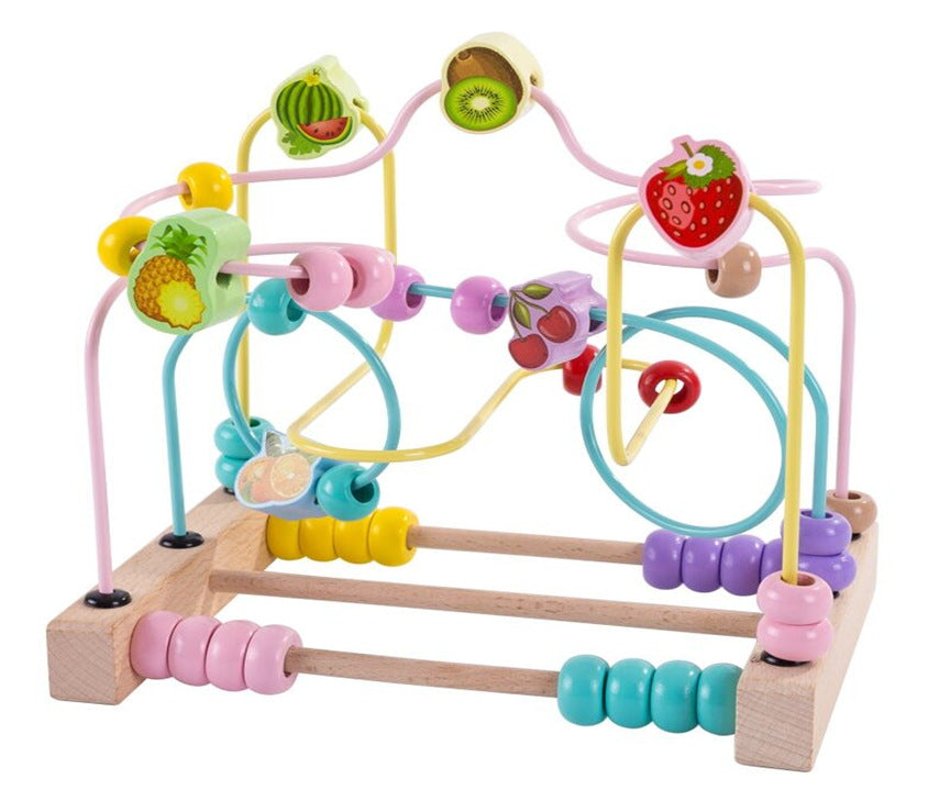 Children's Wooden Multi-Functional Threading Large Bead Color Recognition Early Education Building Blocks Matching Parent-Child Interactive Educational Toys