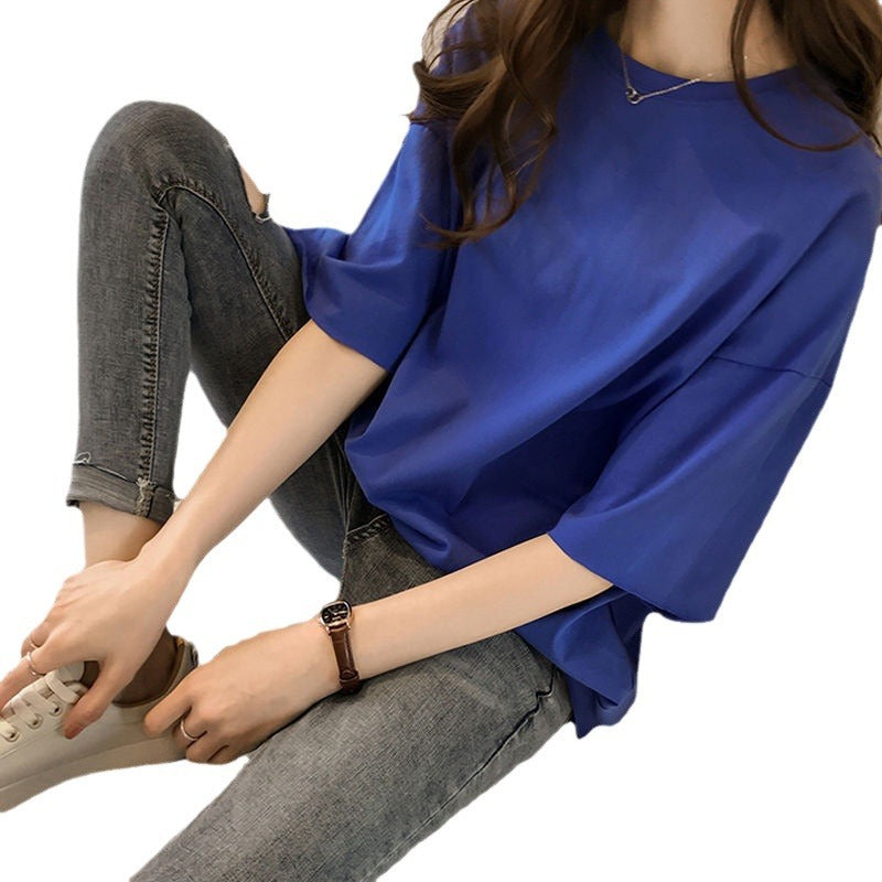 Maternity's Summer T-shirt Mid-length Short-sleeved Loose plus size Base Shirt Top Breast-feeding Pregnant Women's Postpartum Maternity Clothing