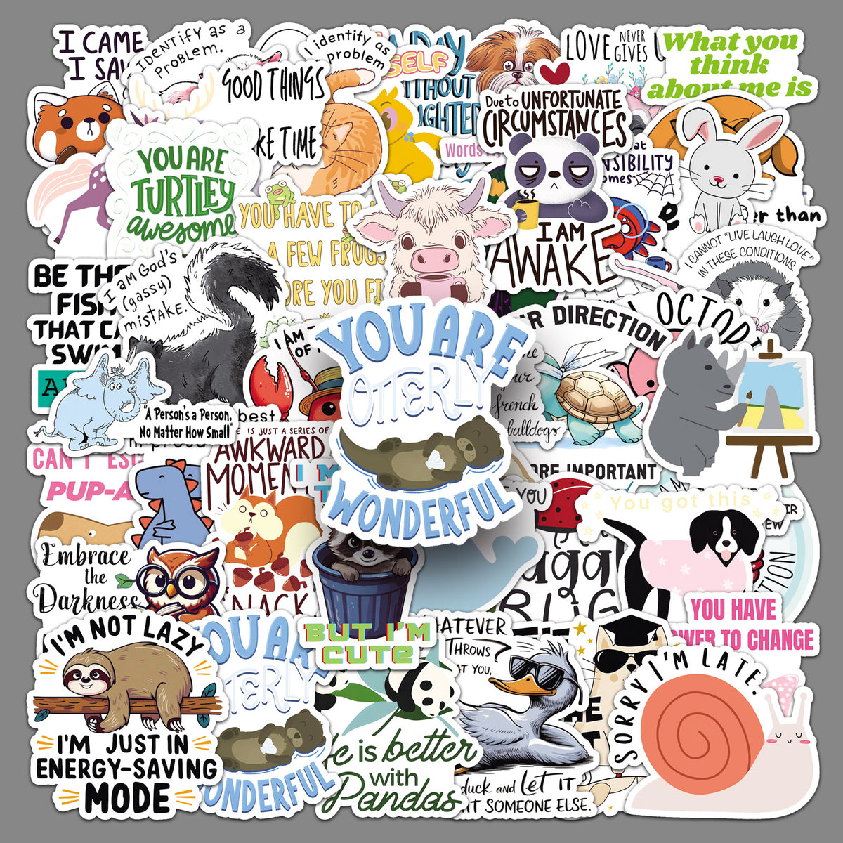 50 cartoon animal quotation stickers text creative graffiti notebook mobile phone book goo card suit stickers