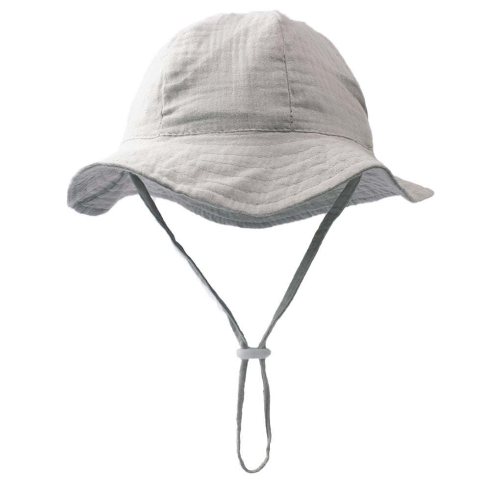 Ins Baby Pure Cotton Basin Hat European and American Anti-Sun Breathable Baby Fisherman Hat Pure Color Kidsren's Sun Hat Breathable Sun Protection