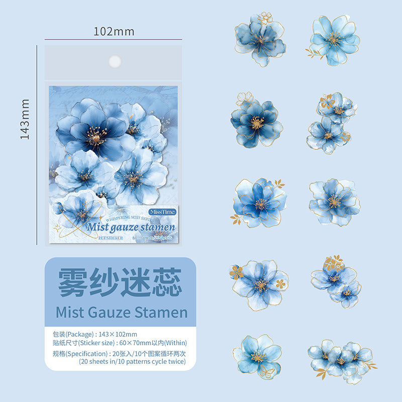 Pick up Pet Flower Sticker Pack, Hot Stamping Handbook DIY Decorative Material Stickers, 20 Pieces in Cross-Border 6 Styles