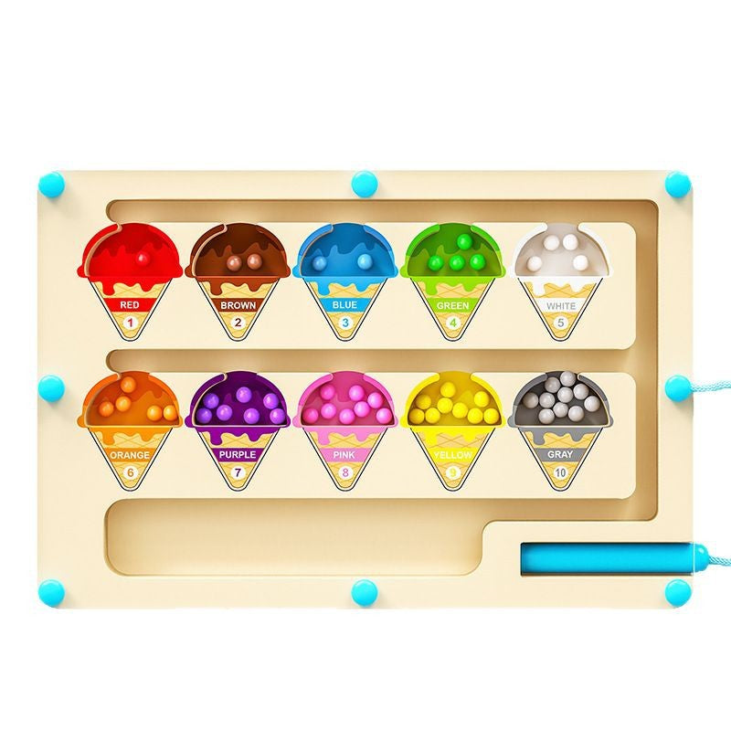 Cross-border children's magnetic maze walking ball toys early education 3 to 6 years old pen concentration wooden ball educational toys