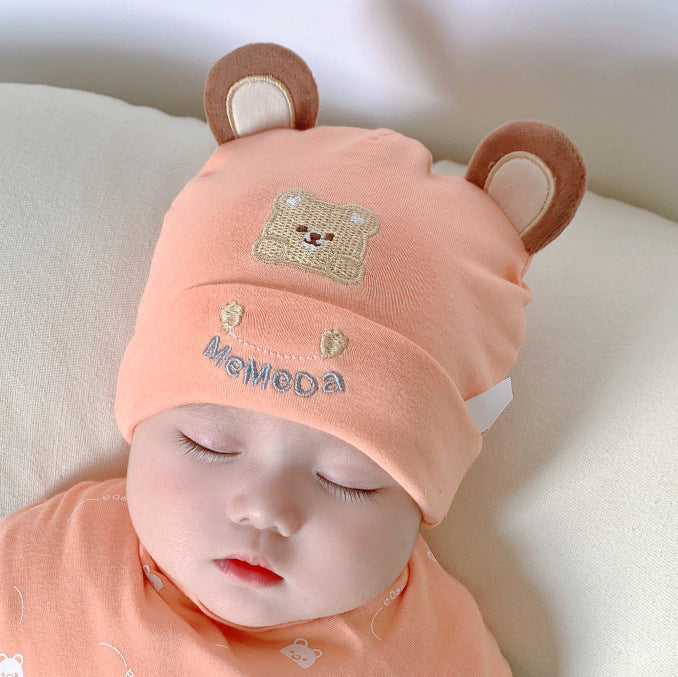 Katu Bear Infant Hat Spring & Fall 3-6-12 Months Male and Female Baby Pullover Hat Cotton 100-Day Sleeping Hat