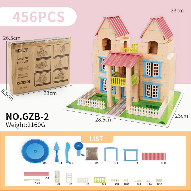 Cross-border New Products Mason Brick Building Mini Brick Hand-assembled Building House Villa Model Toys