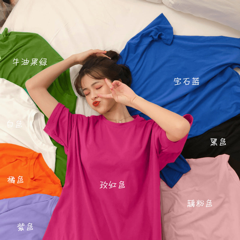 Maternity Breastfeeding T-shirt Summer Short-sleeved Mid-length 2023 New Loose plus size Breastfeeding Moon Dress