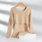 Breastfeeding Autumn Jacket One-Piece Women's plus size Autumn and Winter fleece-lined Pregnant Women's Thermal Underwear Postpartum Maternity Clothing
