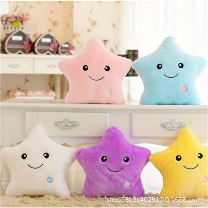 Colorful luminous pillow cute five-pointed plush toy doll wholesale