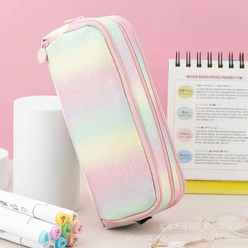 Korean Style Boat-Shaped Large-Capacity Multi-Layer Oxford Pencil Bag Multi-Functional Portable Stationery Box Simple Student Storage Pencil Bag