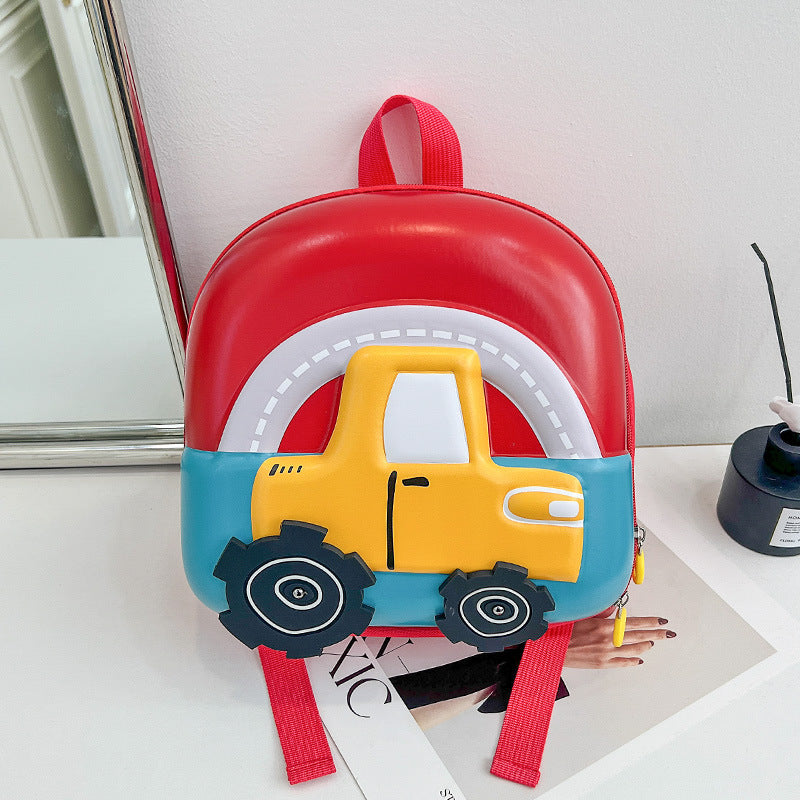 New Children's Schoolbag Kindergarten Schoolbag Primary School Student Schoolbag Cute Anime Car Boys and Girls Eggshell Backpack