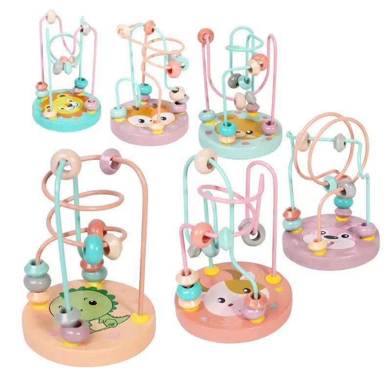 Baby and Kidsren's Fun Animal Three-Line Bead Building Blocks Beaded 1-2-3 Educational Exercise Hand-Eye Coordination Early Education Toys