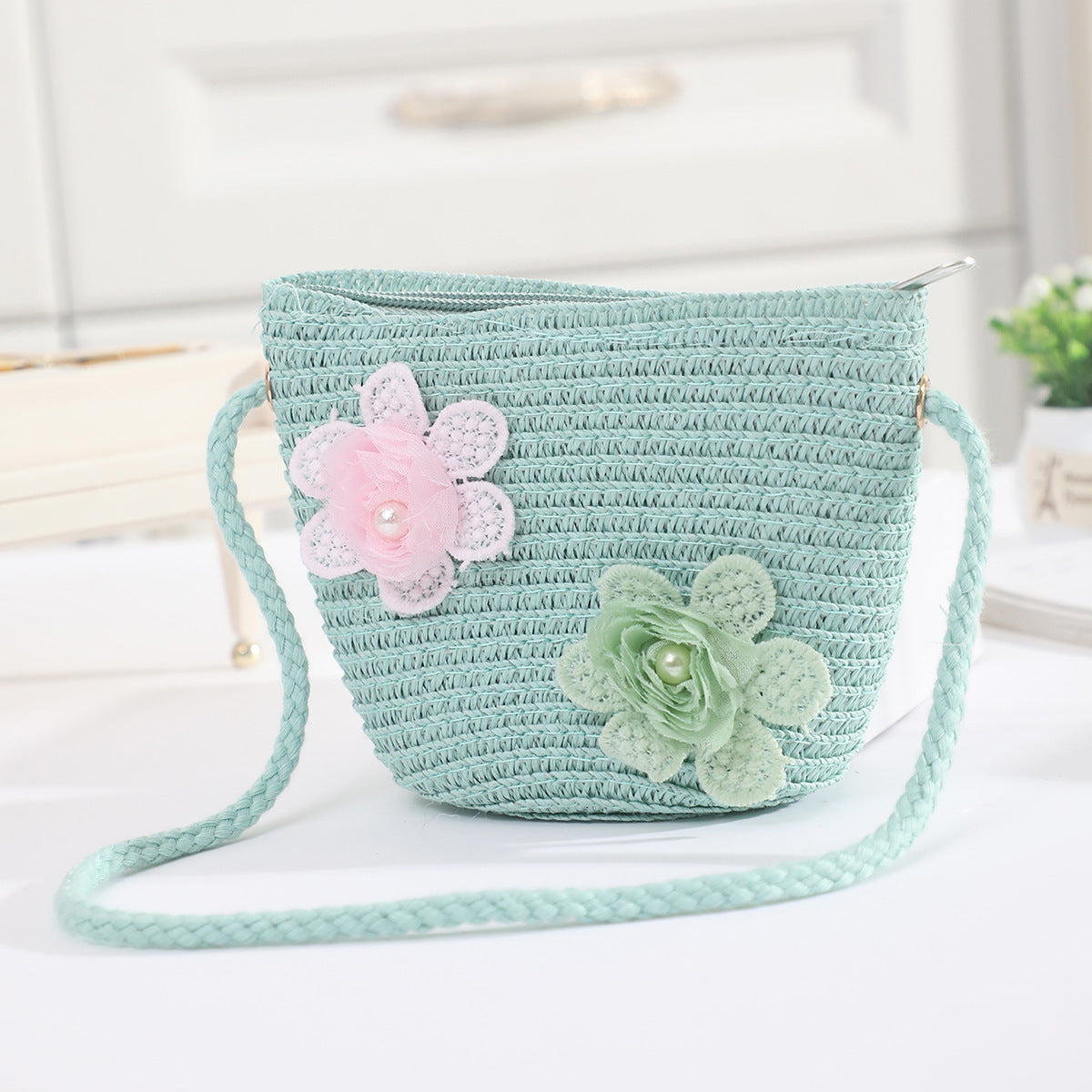 Cross-border New Children's Bag Spring and Summer New Children's Crossbody Bag Handmade Straw Satchel Travel Mini Coin Purse