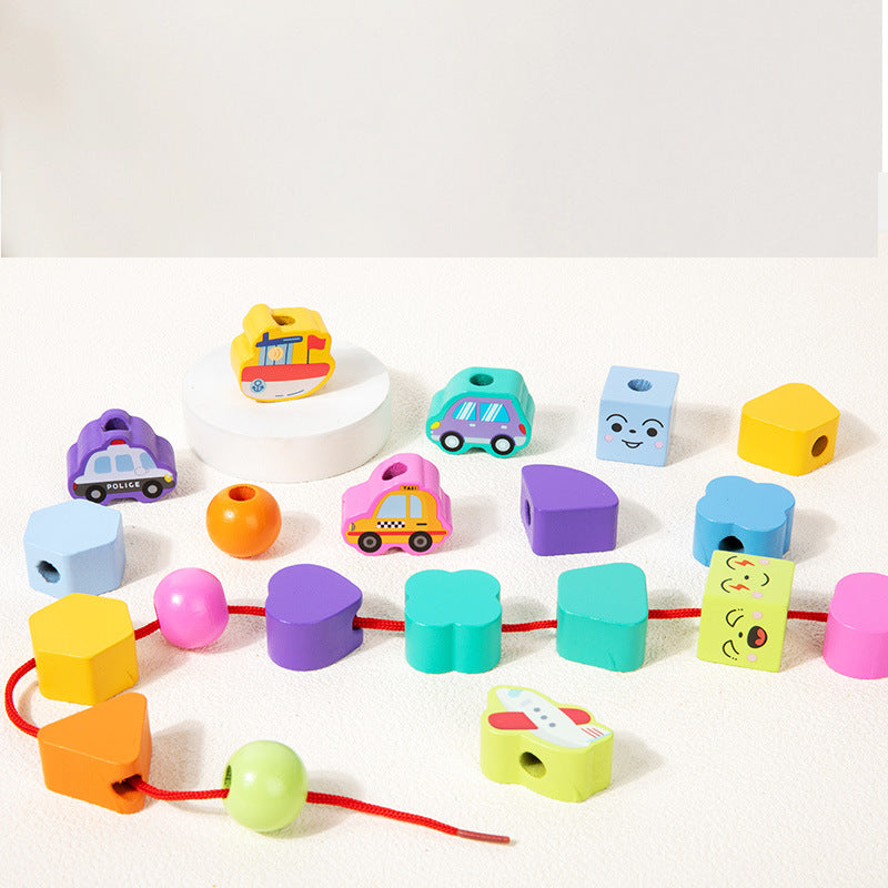 Children's Beaded Column Puzzle Educational Toy Intelligence Box Wooden Shape Matching Baby Geometric Shape Recognition